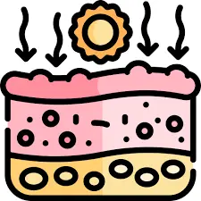 Illustration of sun over skin layers representing natural repair of sun-damaged skin